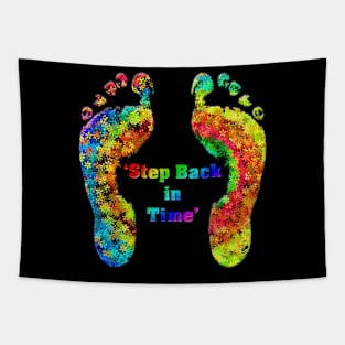 Step Back In Time Colourful Rainbow Flower Feet Tapestry