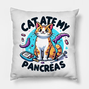 Mischievous Feline: Cat Ate My Pancreas Humor Pillow