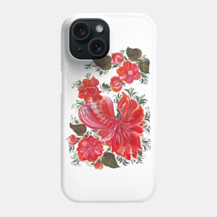 Bird rooster in Russian folk art style Phone Case