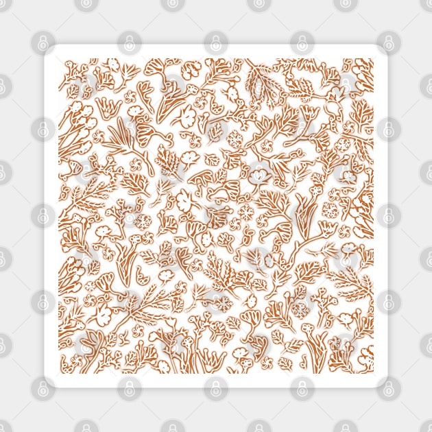 Botanical-Pattern, set, Orange, 2, botanic, nature, botanical, floral, flowers, floral-pattern, leaves, plants, minimalist, garden, jungle, leaf, exotic, tropical, flower, boho, cacti, succulent, digital, graphic-design, pattern, Magnet by PrintedDreams