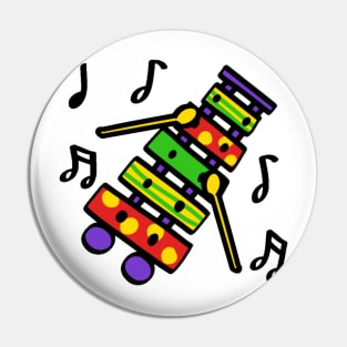 Xylophone Multicolored Musical Instrument Cartoon Pin