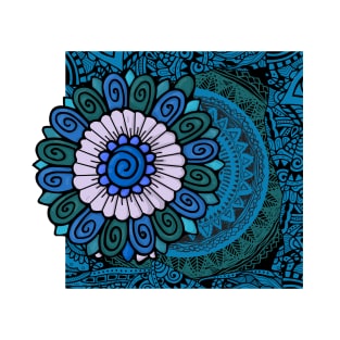 Blue zentagle flower T-Shirt