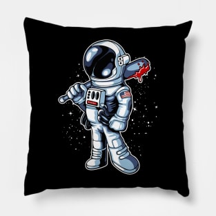 Astronaut With Baseball Bat Pillow