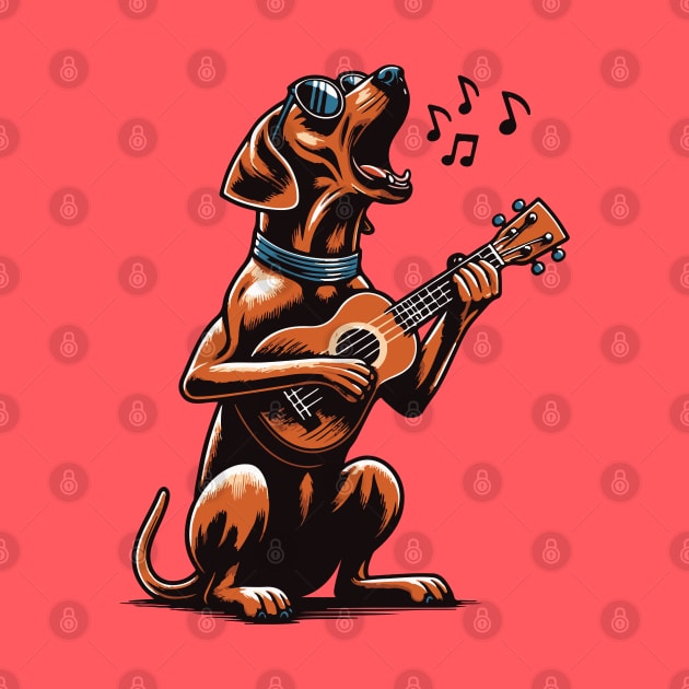 Dog Playing Guitar Singing Rhodesian Ridgeback Funny by BraaiNinja