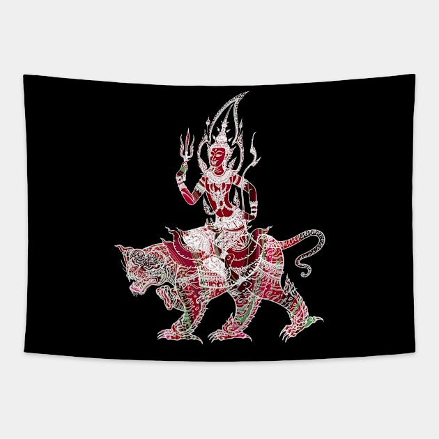 Thai Mythological Figure Riding A Spiritual Animal Tapestry by VintCam