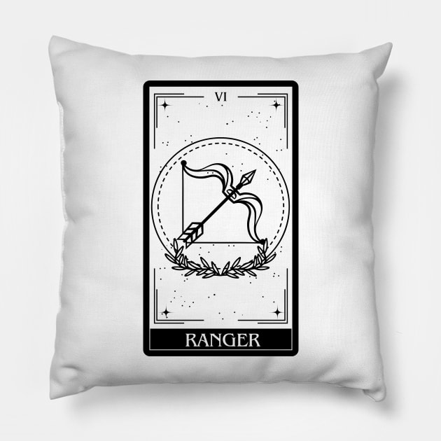 Ranger Tarot Card D&D Nat 20 Dungeons & Dragons T-Shirt Black Pillow by JaeSlaysDragons