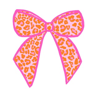 Bow in Pink and Orange Leopard Print Spots T-Shirt