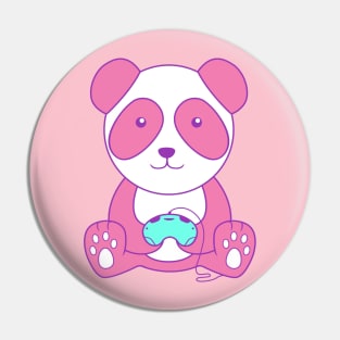 Pink Gaming Panda With Controller Pin