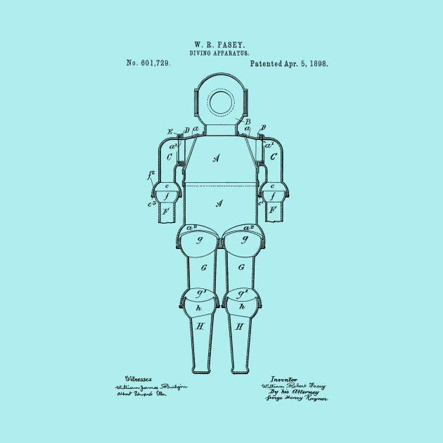 Vintage Scuba Diving Suit 1898 by hokumandhooey