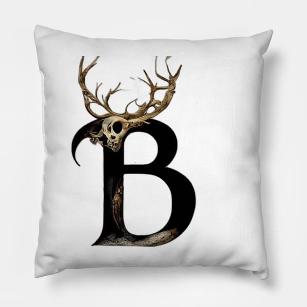 B Made out of Skull Deer Pillow by QUENSLEY SHOP