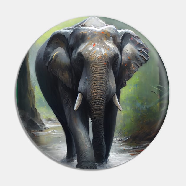 Asian Elephant Oil paint Pin by ABART BY ALEXST 