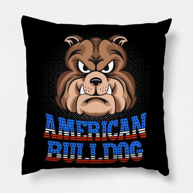 American Bulldog Head Dog Owner Pillow by Foxxy Merch
