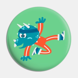 Breakdancing triceratops illustration Pin