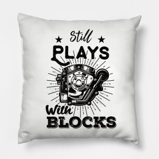 still plays with blocks vintage retro racing cars funny mechanic Pillow