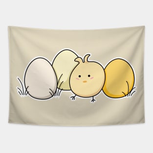 Cute Kawaii Easter Chick and Eggs Tapestry