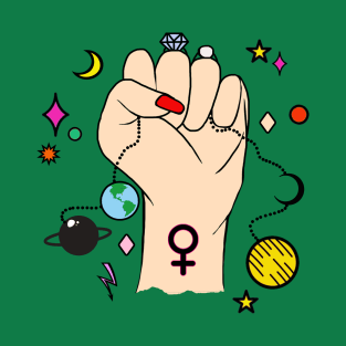 Women with Universe in Hands T-Shirt