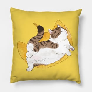 Dragon Li cat sleep on a leaf Pillow