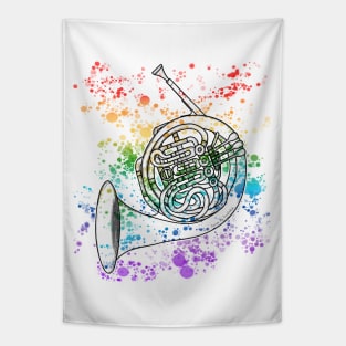 French Horn Rainbow Colours Hornist Brass Musician Tapestry