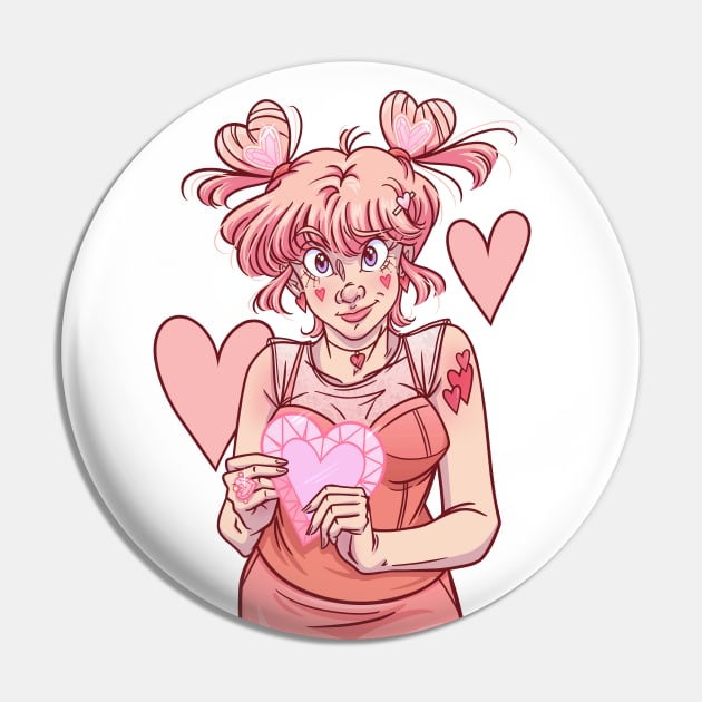 Heart Crystal Odango Pink Version Pin by Fizzy Vee