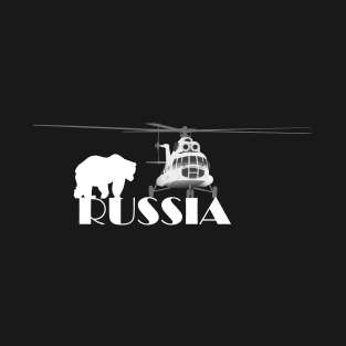 Helicopter Mi-8 and Polar Bear in Russia T-Shirt