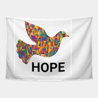 Dove in multicoloured design with hope writing Tapestry