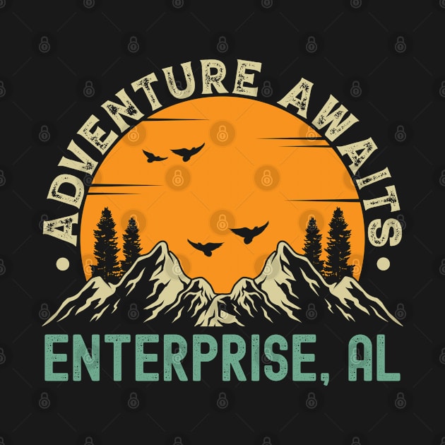 Enterprise, Alabama - Adventure Awaits - Enterprise, AL Vintage Sunset by Feel Good Clothing Co.