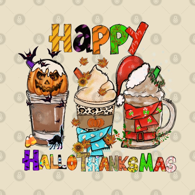 Happy HalloThanksMas Halloween Thanksgiving Christmas Design by Sheila’s Studio