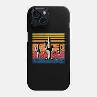 Retro Vintage Saguaro Cactus Cactus Sunset Desert Cactaceae Phone Case