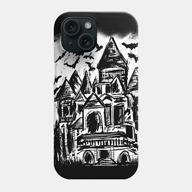 Haunted House Horror Gothic Bat Victorian Mansion Phone Case by LunaElizabeth