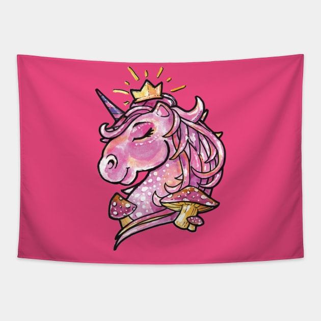 Rainbow Cute Pink Magical Unicorn - Funny Dabbing Unicorns Tapestry by zeeshirtsandprints