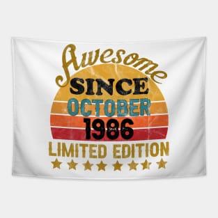 Awesome Since October 1986 35 Year Old 35th Birthday gift T-Shirt Tapestry