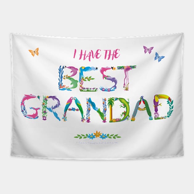 I Have The Best Grandad - tropical wordart Tapestry by DawnDesignsWordArt