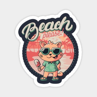 Beach Please Funny Summer Cat Magnet