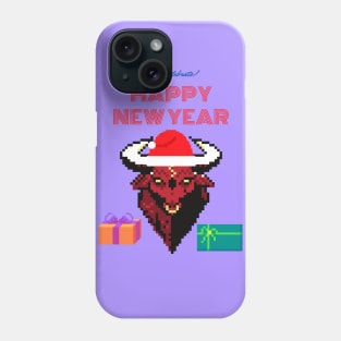 New year illustration with 2021 symbol - bull Phone Case