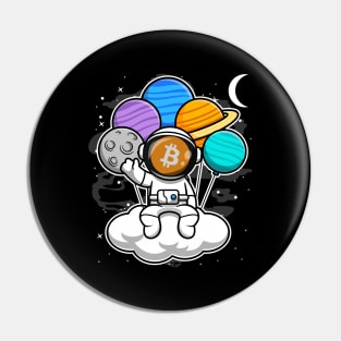 Astronaut Floating Bitcoin BTC Coin To The Moon Crypto Token Cryptocurrency Blockchain Wallet Birthday Gift For Men Women Kids Pin