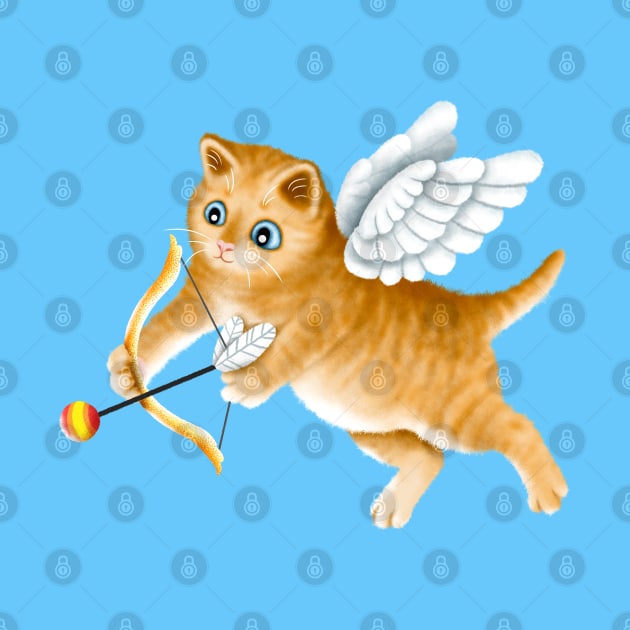 Ginger Cherub Kitten With a Bow and an Arrow by illucalliart