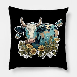 Water Colour Cow Pillow