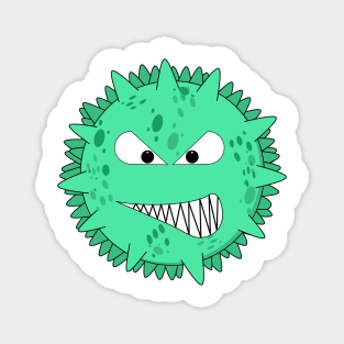 Angry turquoise virus with fierce eyes Magnet