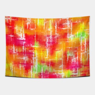 Random Intersections in Red Orange Yellow Green and White Tapestry