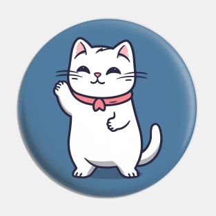 Adorable Cat Waving Pin