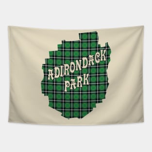 Green Plaid Adirondack Park Text Tapestry