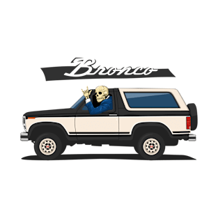 Truck bronco 1986 f150 xlt 4x4 skull metal black T-Shirt