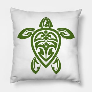 Green Tribal Turtle Tattoo Pillow