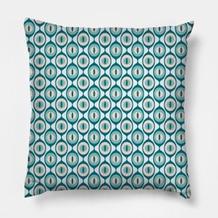 Retro Geo Pattern Teal, Peach Pillow