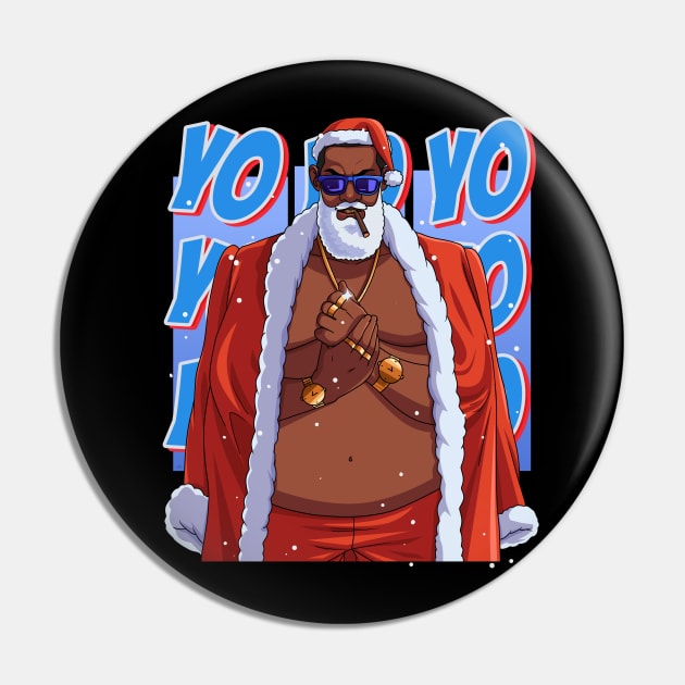 Black Santa Claus Gangster Christmas Pin by Noseking