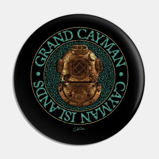 Grand Cayman, Cayman Islands, Vintage Diving Helmet Pin