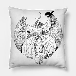 feminine spirit with candle and raven Pillow