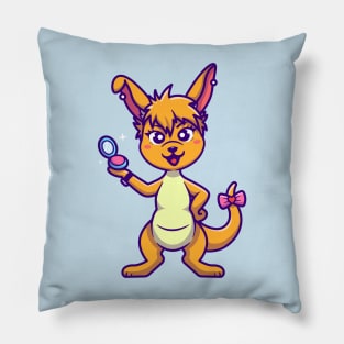 Cute Kangaroo With Make Up Cartoon Pillow