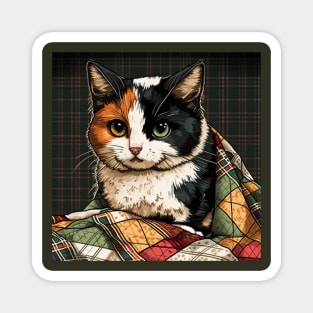 Calico Cat on a Quilt Magnet