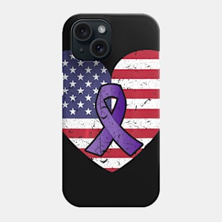 America Flag Heart Alzheimer Awareness  Family Gift Phone Case